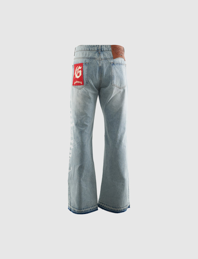 OG LOGO FLARED DENIM JEANS