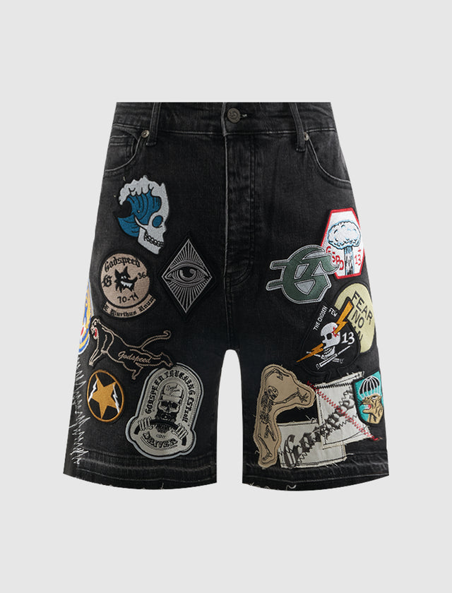 PATCHWORK DENIM SHORT