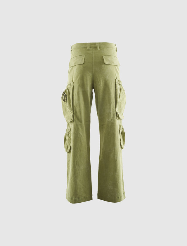 TWILL CARGO WIDE LEG PANTS