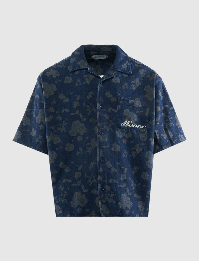 INDIGO FLORAL CAMP SHIRT