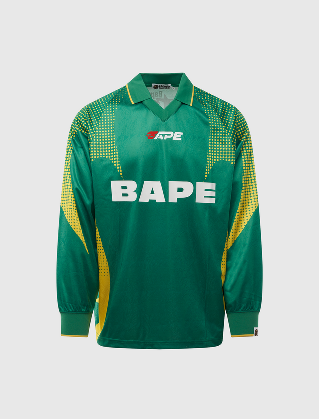 APE FLAME MONOGRAM JACQUARD LOGO RELAXED FIT FOOTBALL JERSEY
