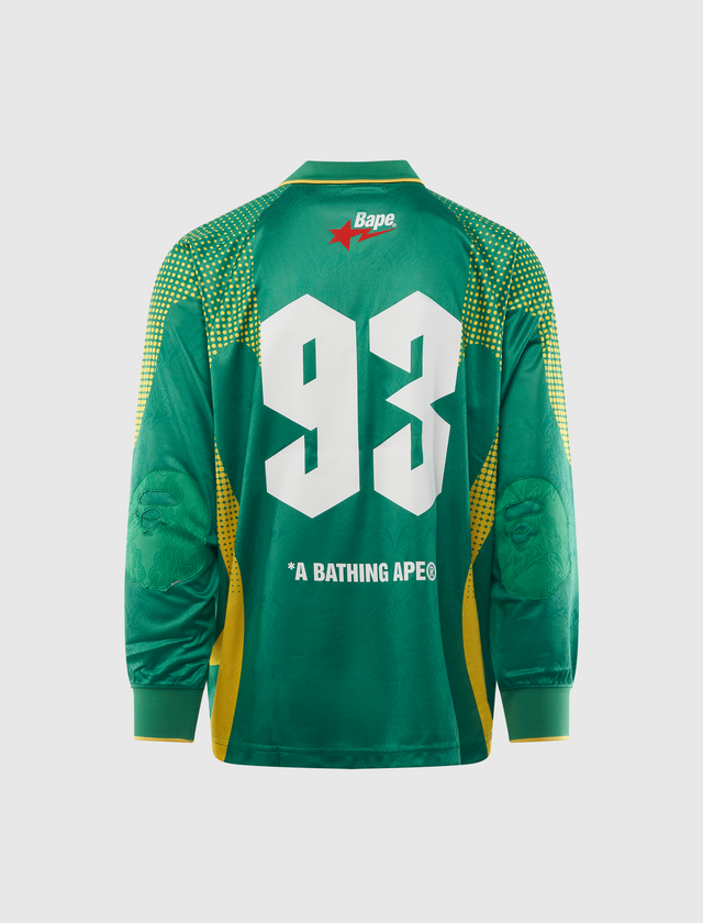 APE FLAME MONOGRAM JACQUARD LOGO RELAXED FIT FOOTBALL JERSEY