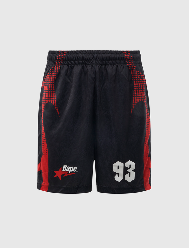APE FLAME MONOGRAM JACQUARD RELAXED FIT FOOTBALL SHORTS