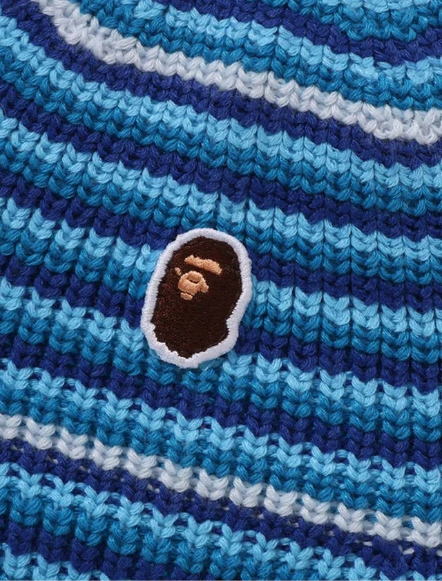 APE HEAD ONE POINT STRIPE KNIT HAT