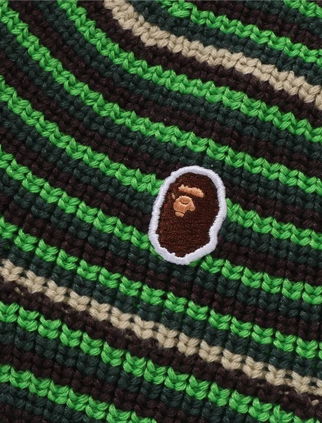 APE HEAD ONE POINT STRIPE KNIT HAT