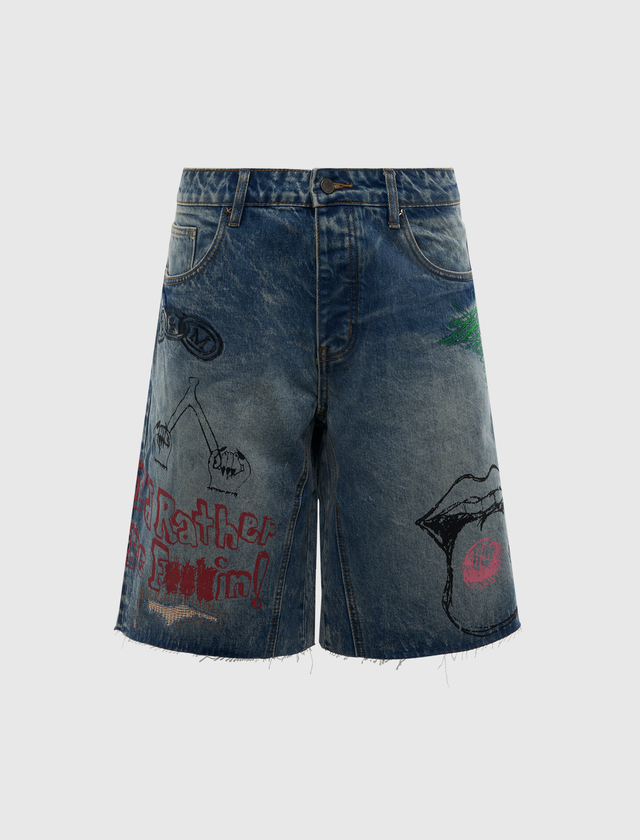 DOODLE DENIM SHORTS