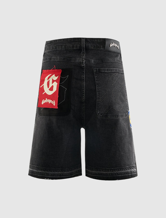 PATCHWORK DENIM SHORT