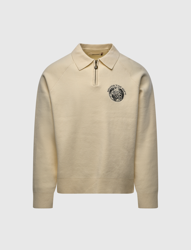 KNITTED ZIP LS POLO