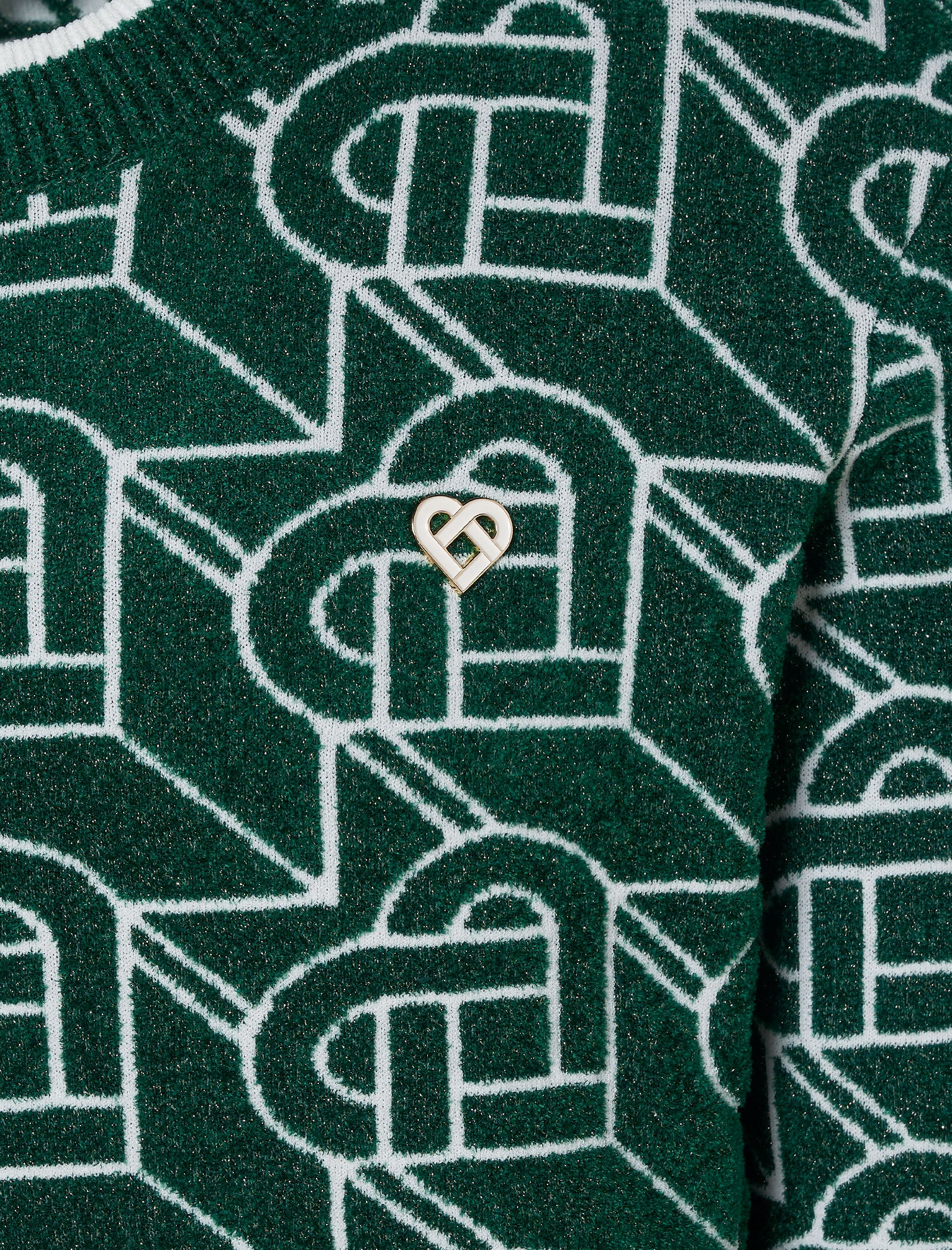 CASABLANCA Heart Monogram Knitted Jumper in Green for Men