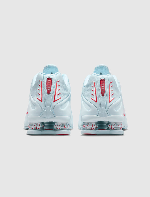 PUERTO RICAN DAY SHOX R4 "GLACIER BLUE/WHITE/ UNIVERSITY RED"