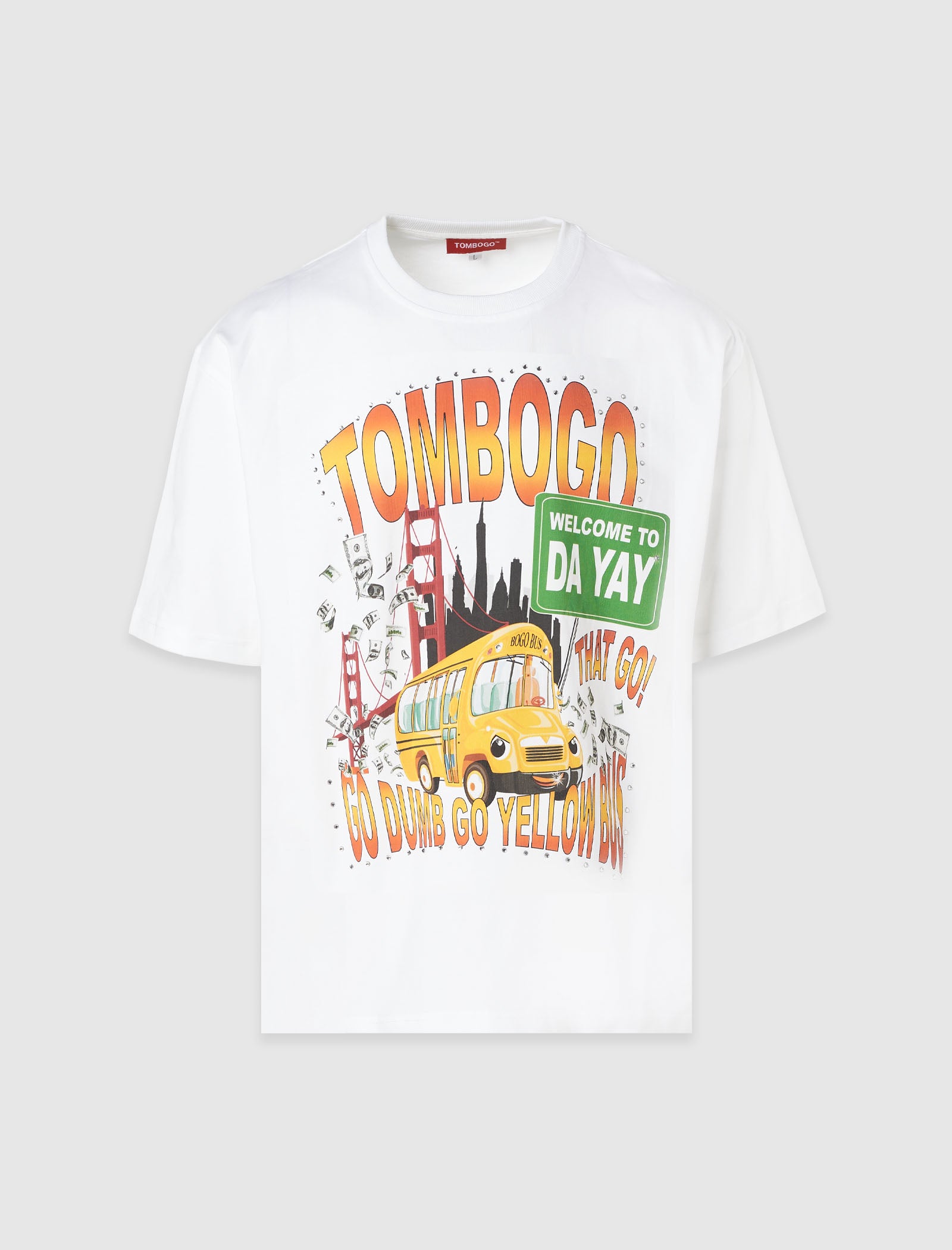 TOMBOGO GO DUMB YELLOW BUS TEE