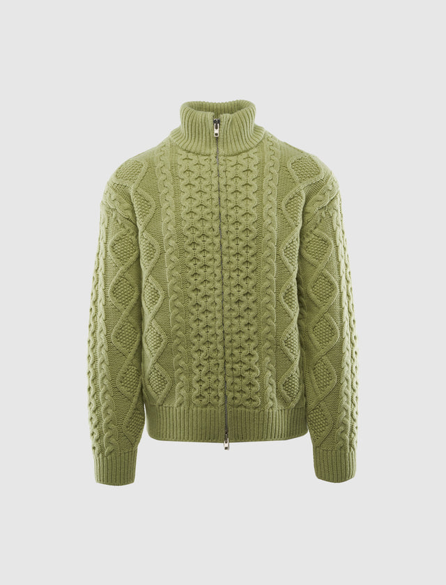 CABLE KNIT ZIP UP