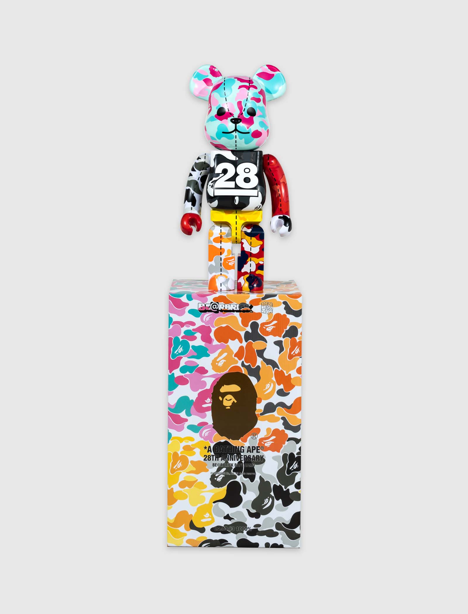 MEDICOM A BATHING APE 28TH ANNIVERSARY CAMO #3 1000% BEARBRICK